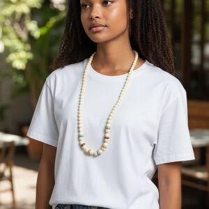 Elegant Cream Beaded Necklace mid century modern